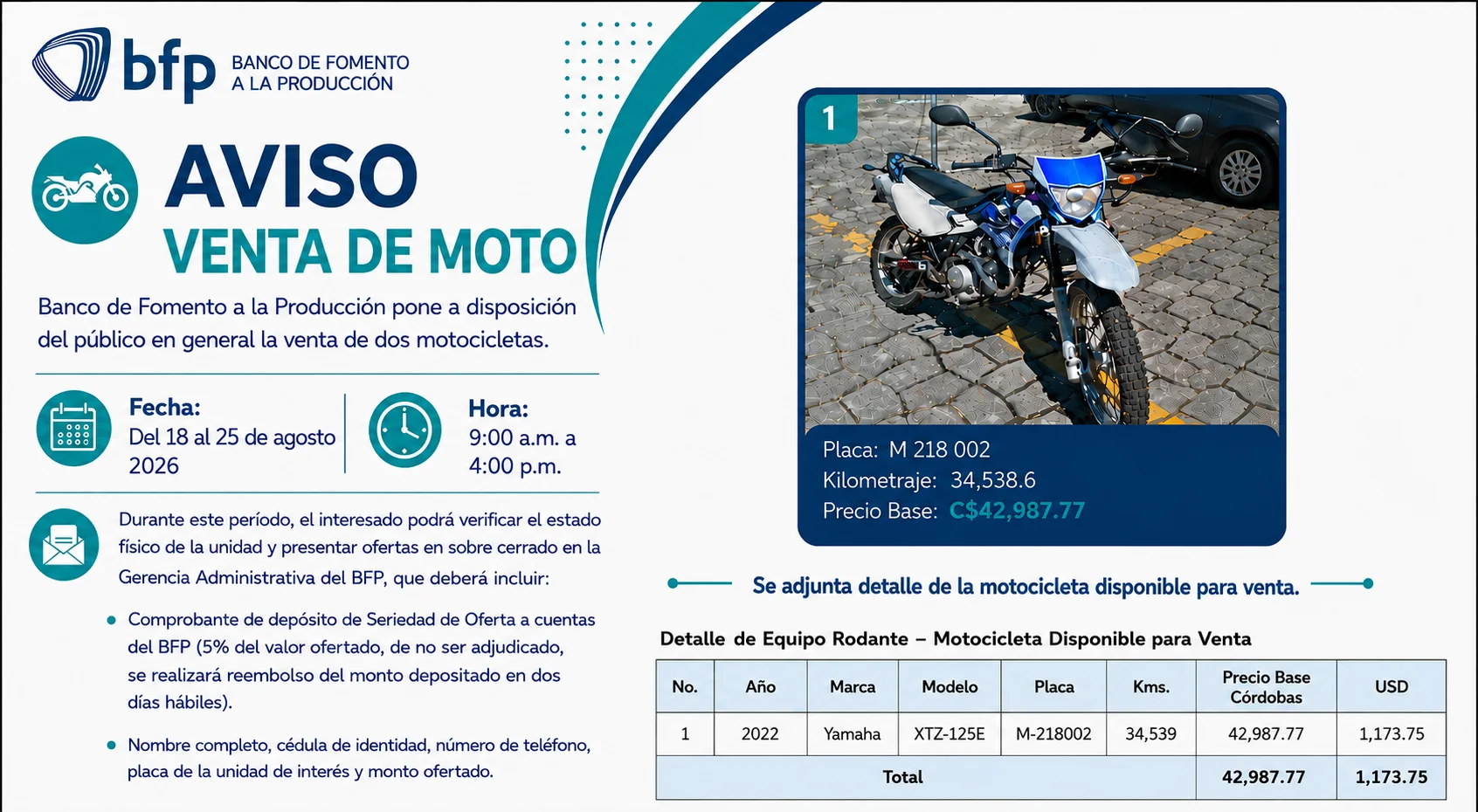 VENTA DE MOTO DISPONIBLE