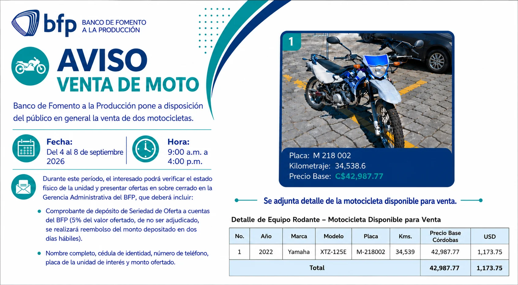 AVISO VENTA DE MOTO