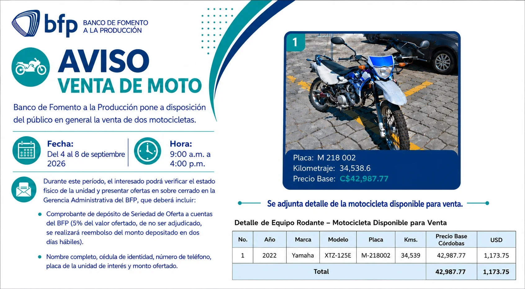 AVISO VENTA DE MOTO