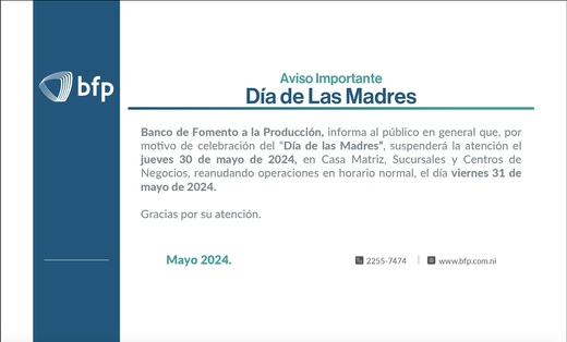 Horario de atención Día de las Madres 2024