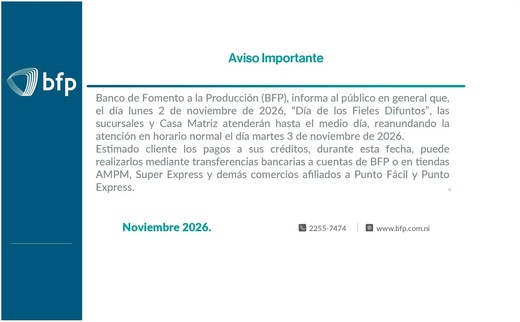 Atención hasta el mediodía 2 de noviembre 2026